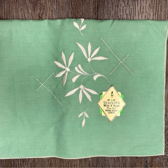 NWT Vintage Irish Linen Tea Set - Picture 2 of 5
